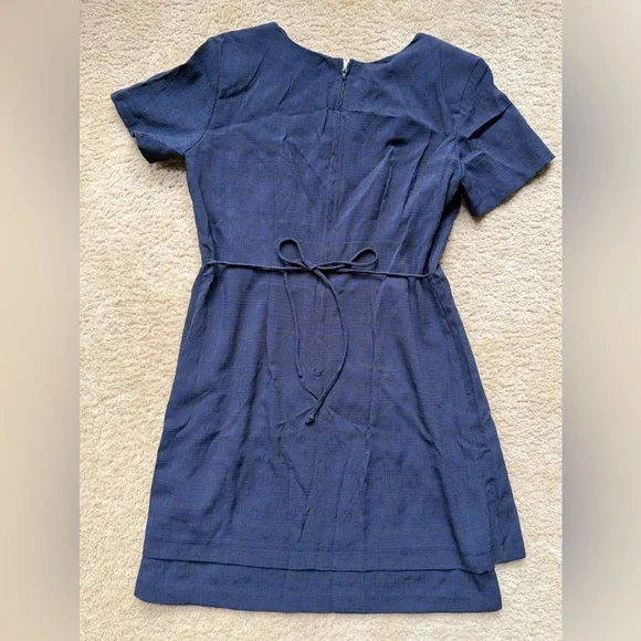 Vintage Navy and Black Plaid Button-Down Dress - Picture 4 of 8